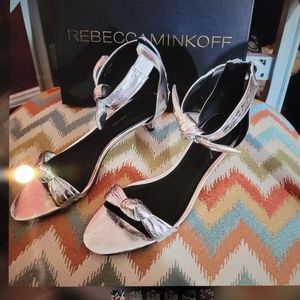 Rebecca Minkoff Silver Kitten Heels. 8 1/2